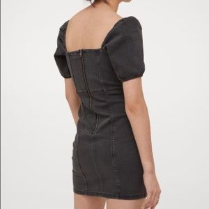 Puff Sleeves Denim Dress H&M